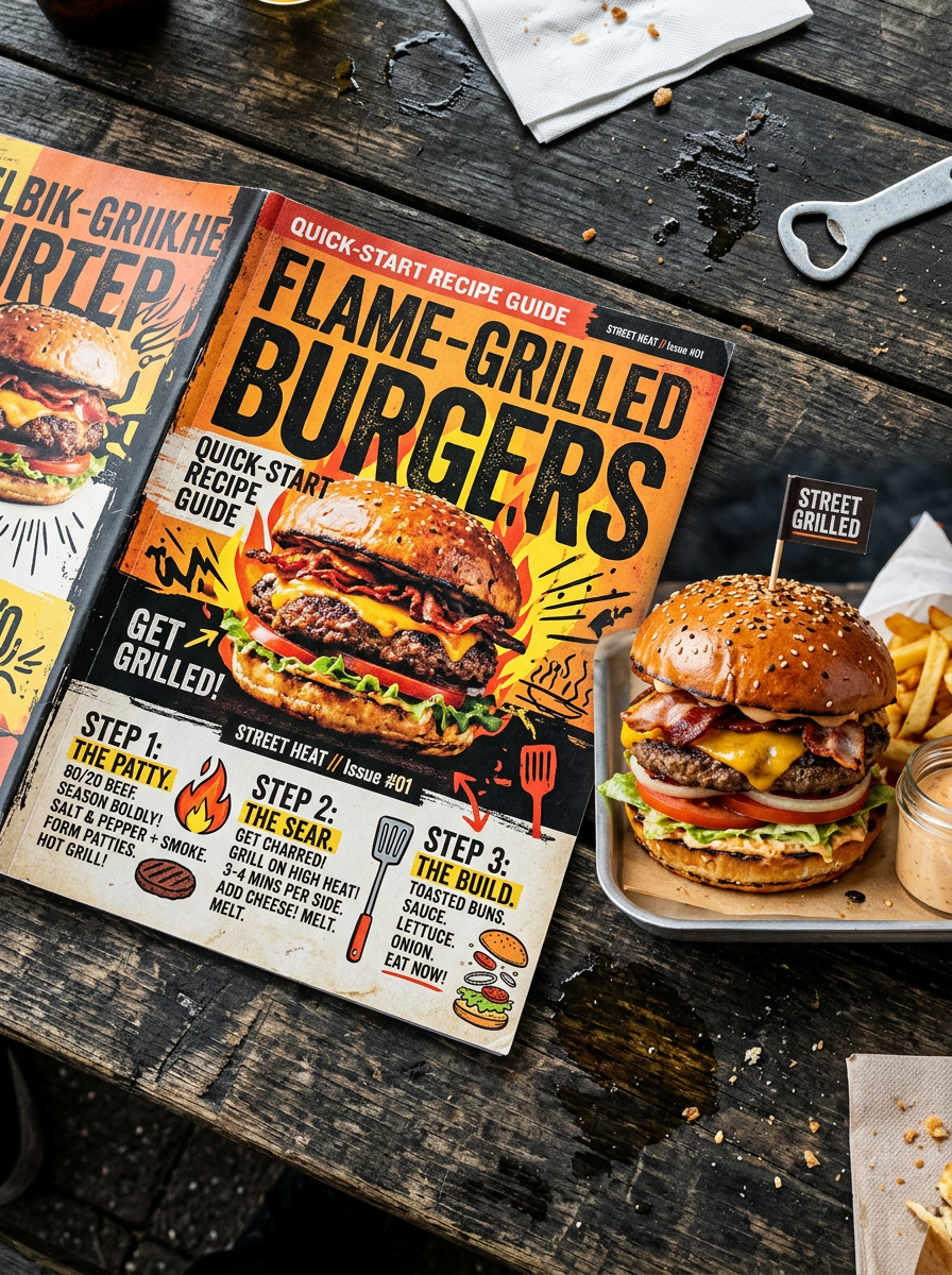 Flame-Grilled Burger Night Quick-Start Guide Cover